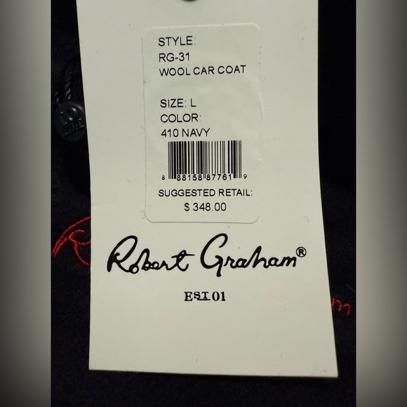 Robert Graham Men's Car Coat Wool Blend Size Large Navy blue - Picture 9 of 9